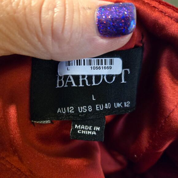 Bardot Claudette Mini Dress Deep Red Velvet love island themed - Picture 9 of 9